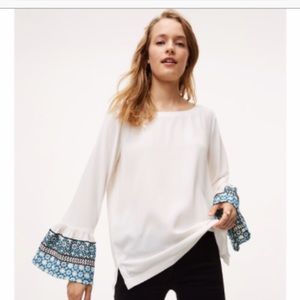 Loft Embroidered Bell Sleeve Top